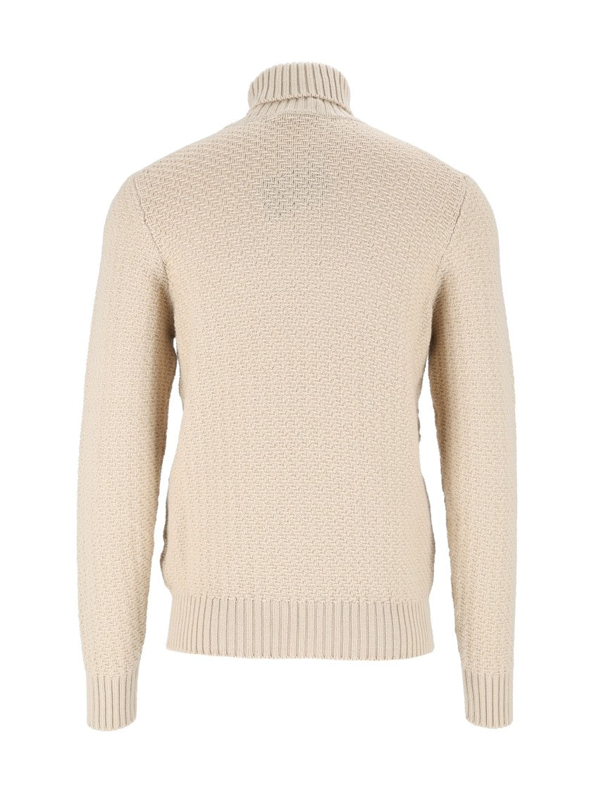 Circolo 1901 Textured Ribbed Wool Turtleneck Sweater