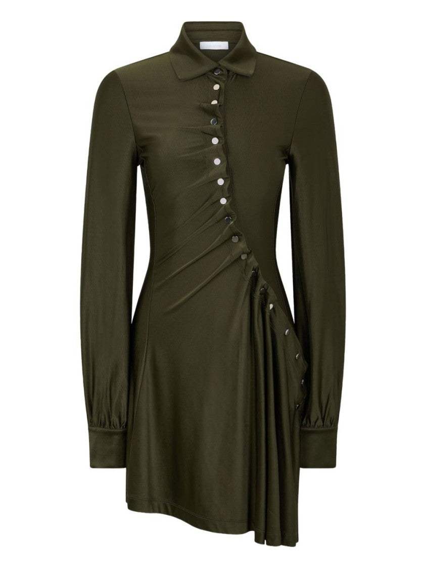 Rabanne Fitted Mini Dress With Asymmetrical Ruffle