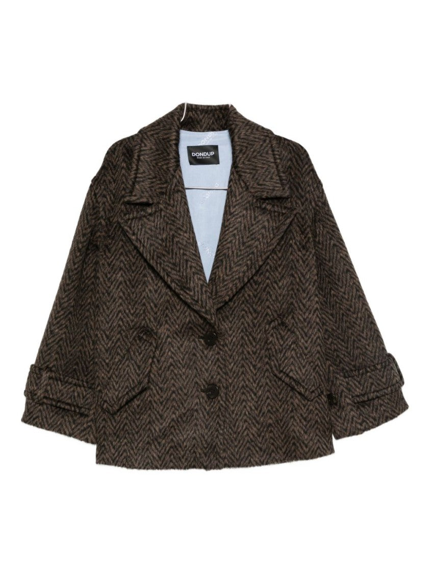 Dondup Tailored Brown Coat With Wide Lapel