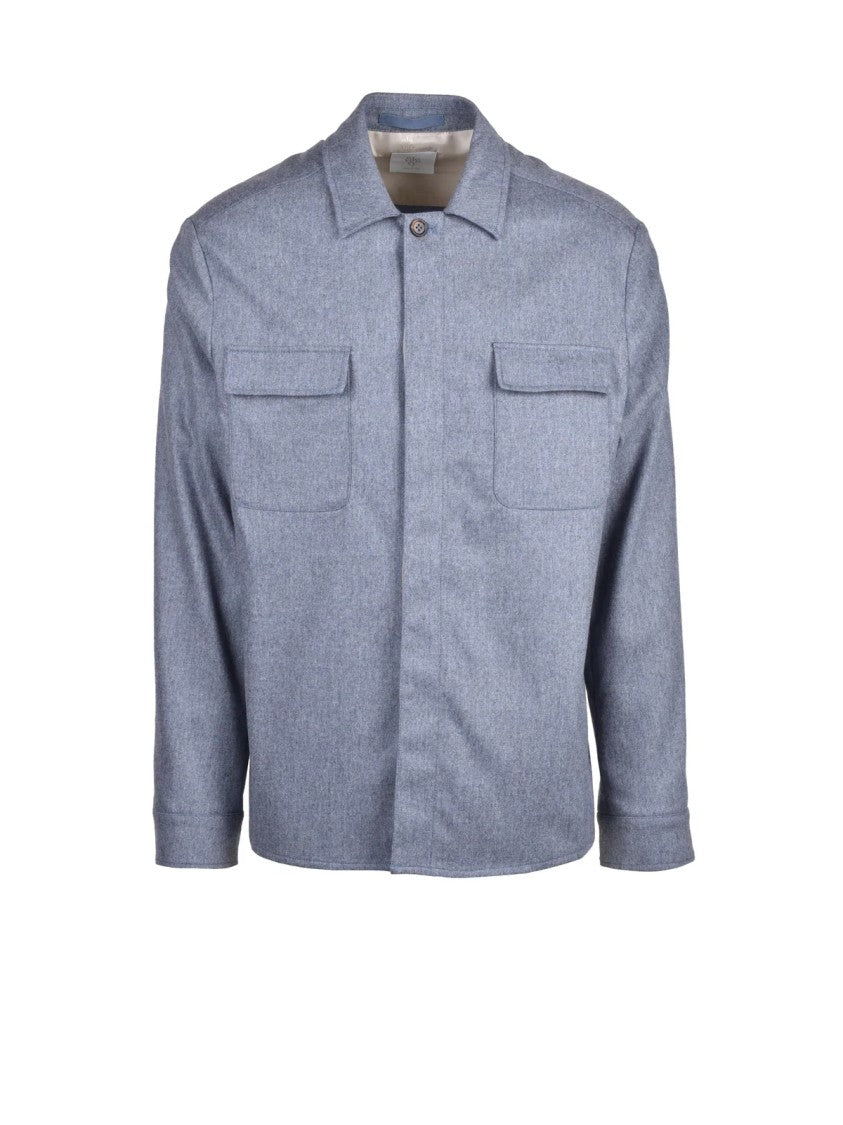 Eleventy Blue Wool-Blend Shirt Jacket