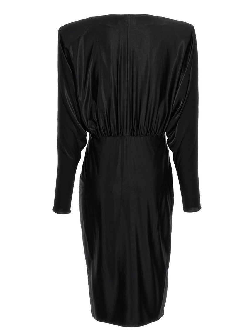 Alexandre Vauthier Structured Black V-Neck Jersey Dress