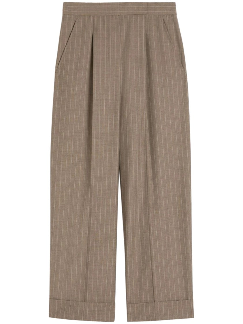 Max Mara Tailored Long Trousers With Vertical Pinstripes