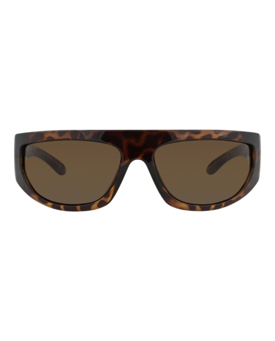 Gucci Shield-Frame Injection Sunglasses With Tortoiseshell Pattern