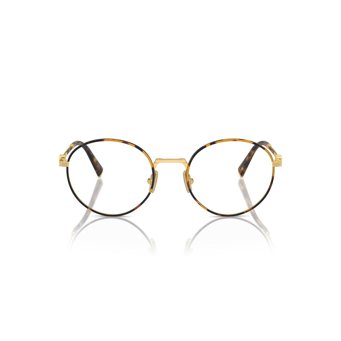 Miu Miu 0Mu 52Xv Round Tortoiseshell-Accented Eyeglasses