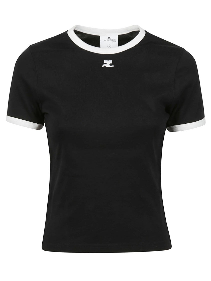 Courrèges Signature Contrast Trim Cotton T-Shirt