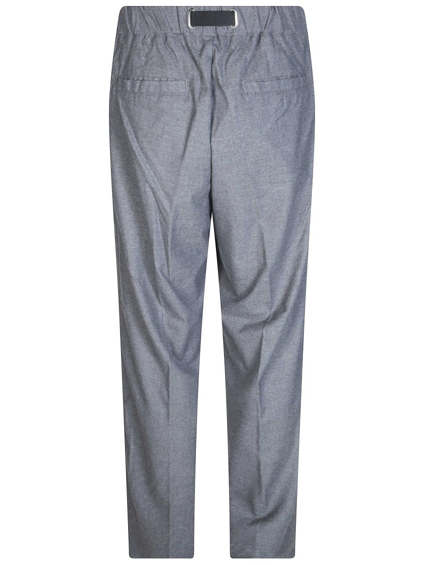 White Sand Straight-Leg Technical Belted Formal Pants