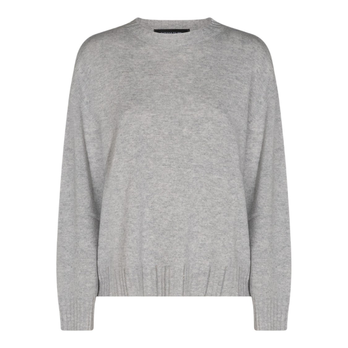 Fabiana Filippi Light Grey Sweater With Classic Crew Neckline And Ribbed Details