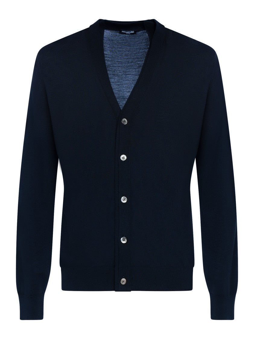 Franzese Collection Merino Wool Cardigan With Deep V-Neck