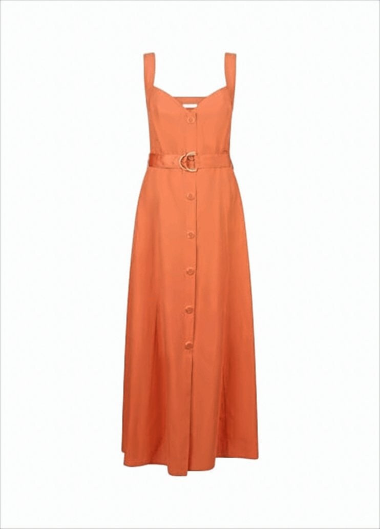 Liu Jo Terracotta Maxi Dress With Square Neckline