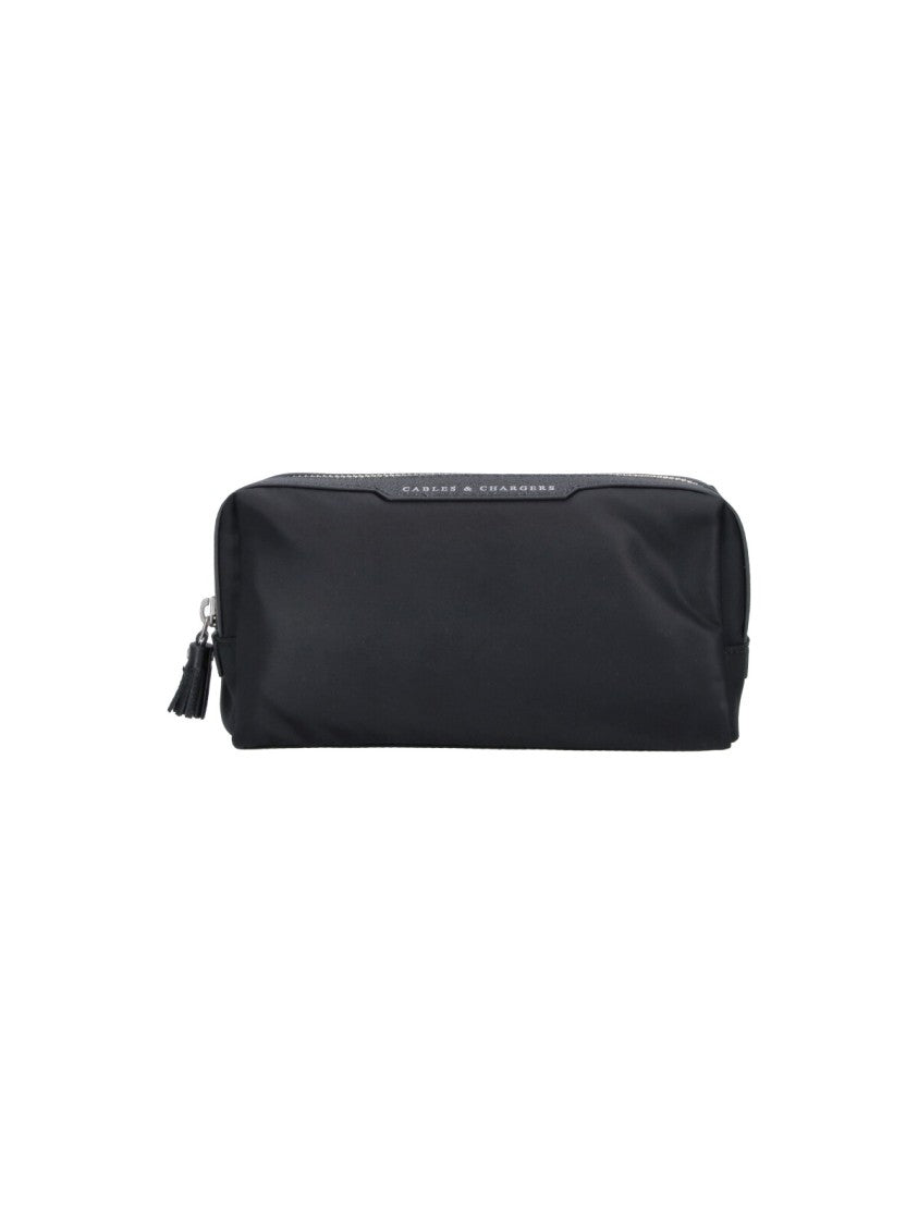 Anya Hindmarch Rectangular Black Bag With Silver Zipper Closure