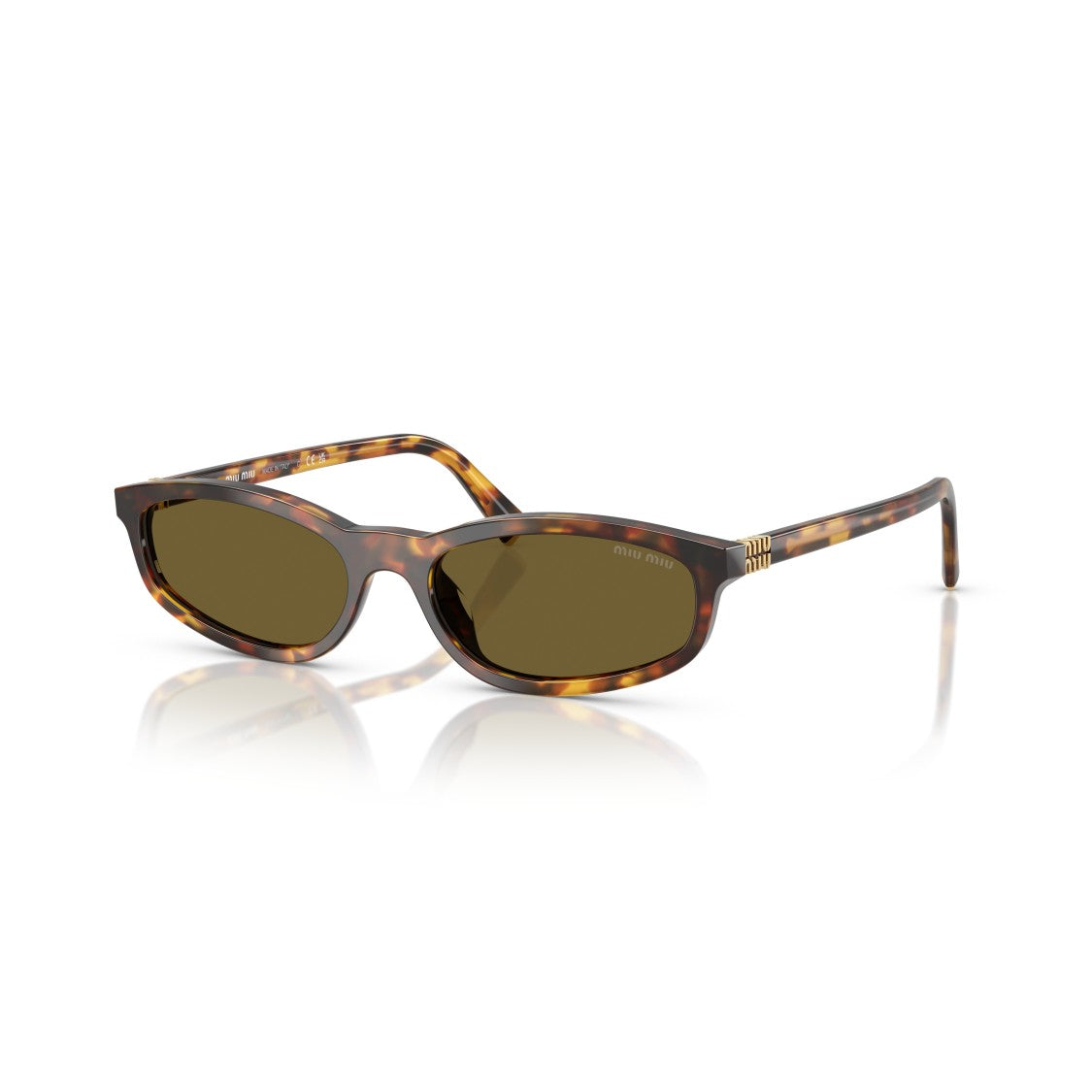 Miu Miu 0Mu A06s Rectangular Tortoiseshell Sunglasses With Gold Accents