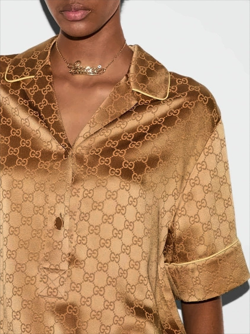 Gucci Silky Jacquard Short-Sleeved Shirt