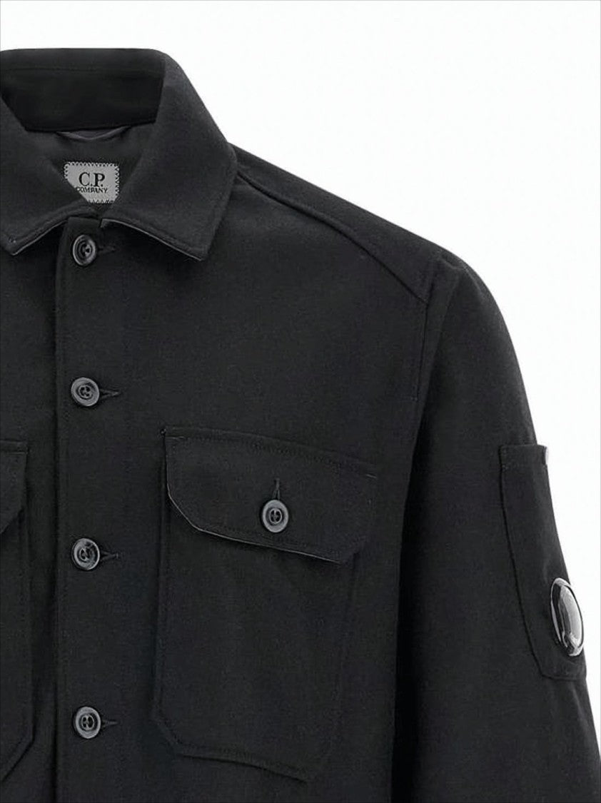 C.P. Company Structured Black Wool Jacket With Button-Up Front