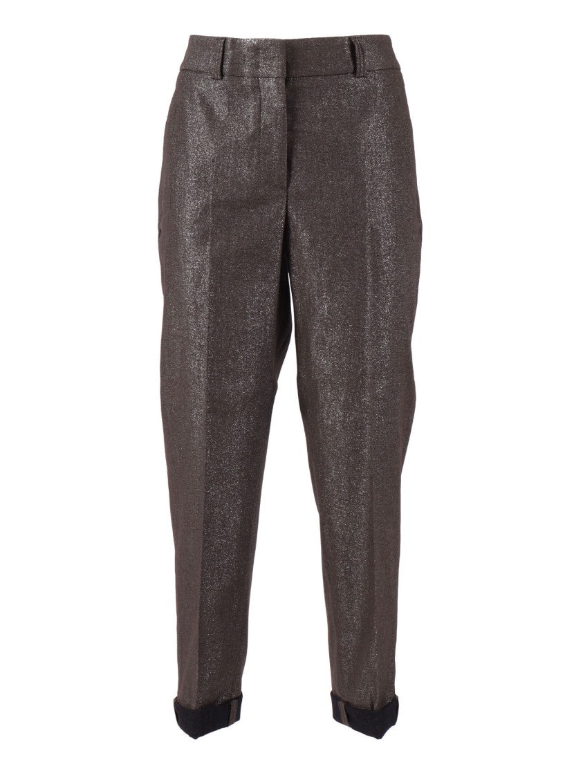 Peserico Woman Trousers Metallic Straight-Leg Pants