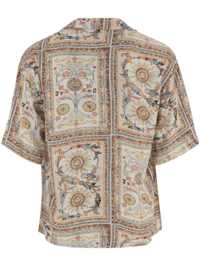 Just Cavalli Short-Sleeved Floral Sun Printed Shirt