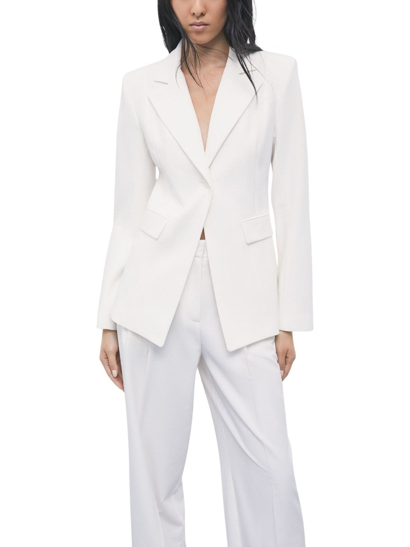 Patrizia Pepe White Slim-Fit Gabardine Blazer