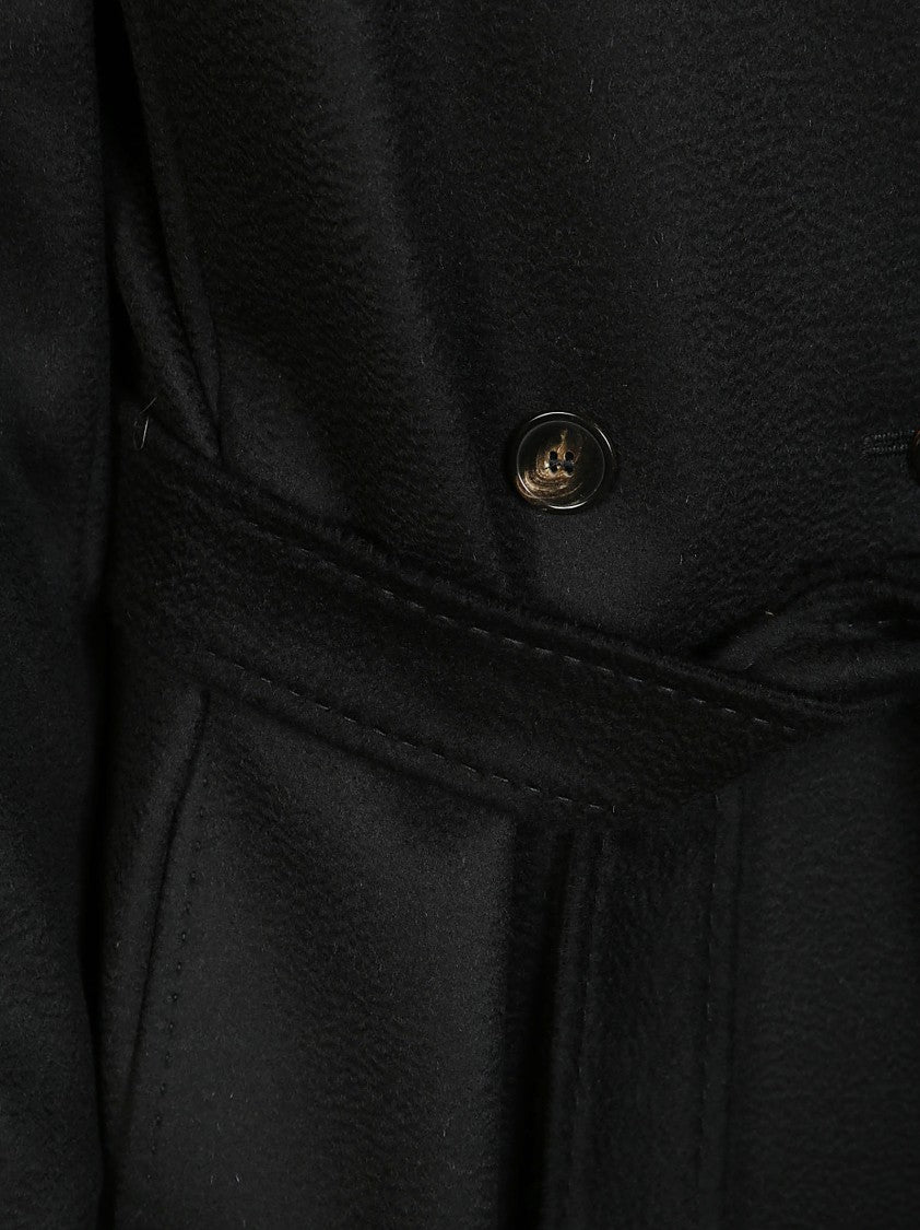 Max Mara Straight-Cut Black Coat With Double-Button Closure