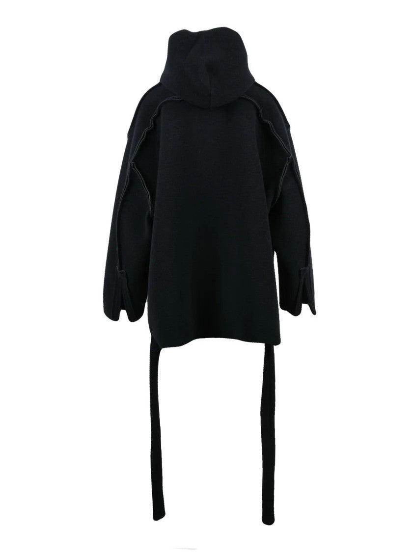 Ottolinger Black Polyester-Blend Felted Anorak Coat