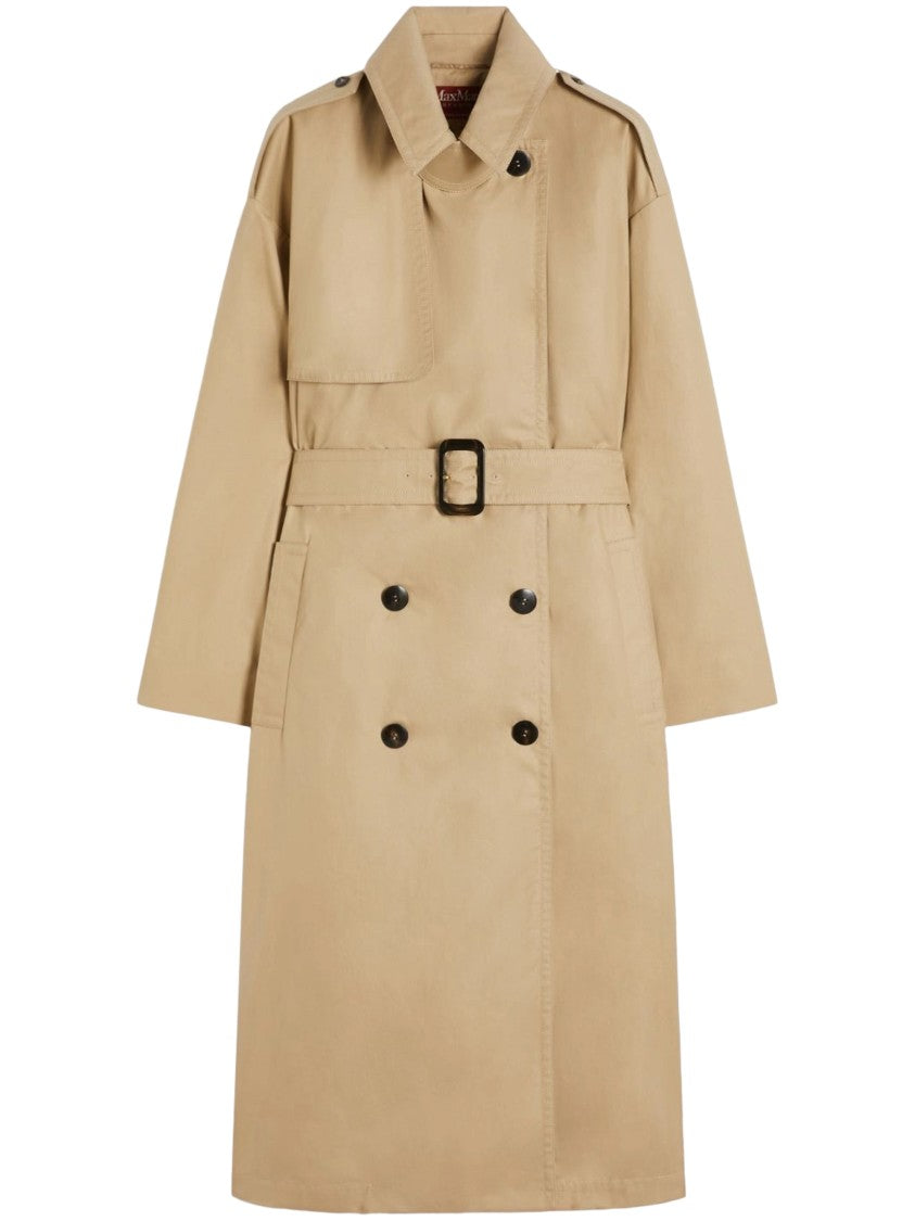 Max Mara Double-Breasted Trench Coat With Belted Waist And Epaulets