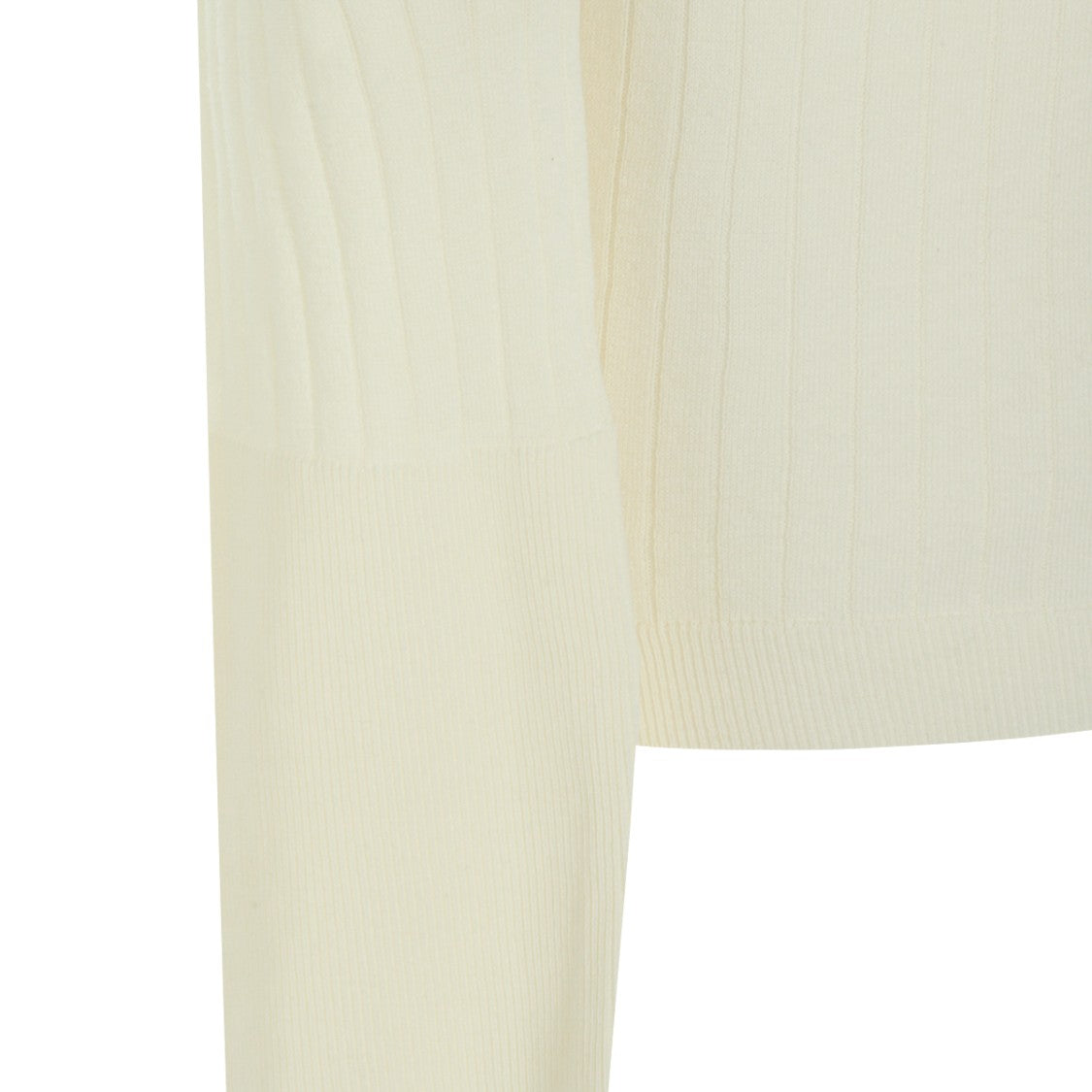 Malo Deep V Neck White Cotton Knitwear With Ribbed Texture