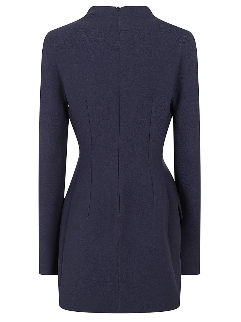 Max Mara Midnight Blue Gabardine Short Fitted Dress