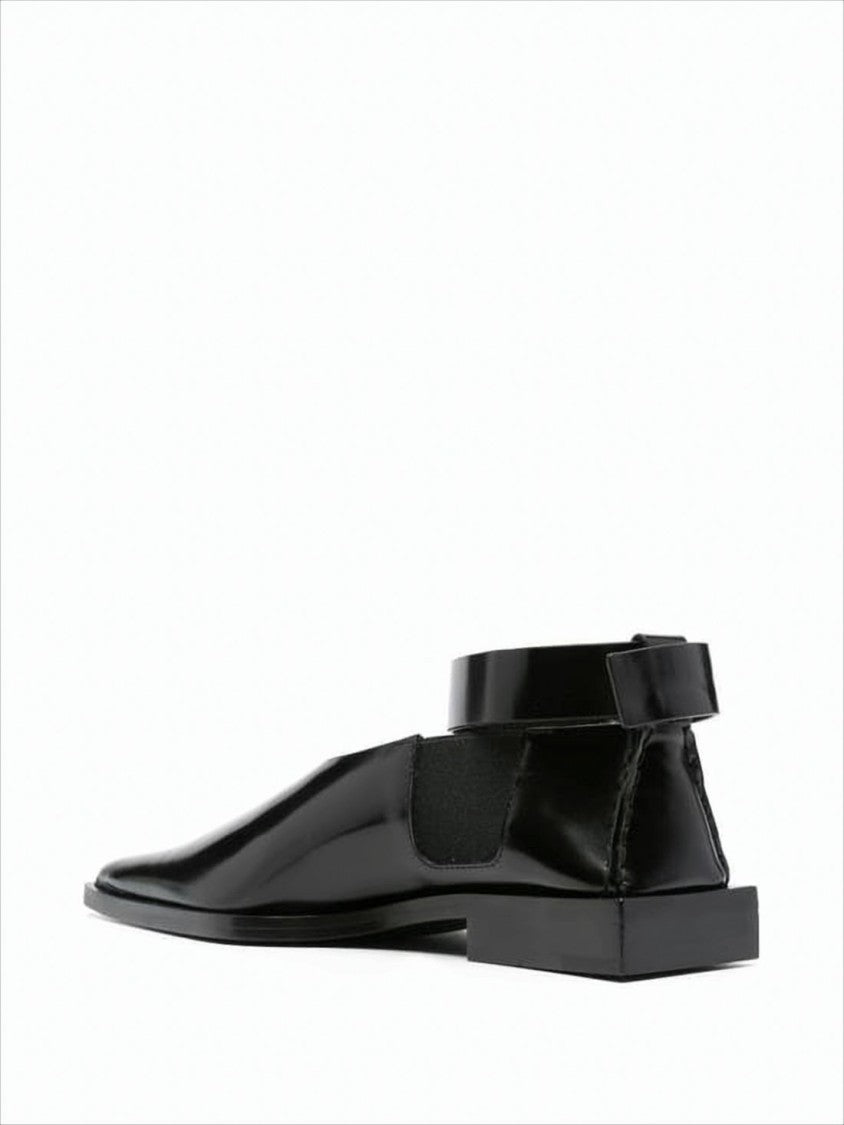 Jil Sander Pointed-Toe Leather Flats With Ankle Strap