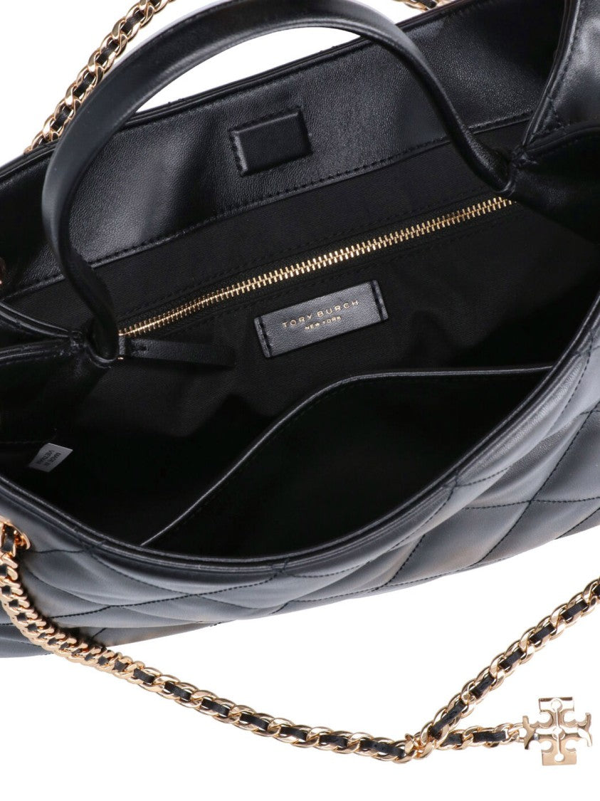 Tory Burch Black Fleming Quilted Leather Tote Bag