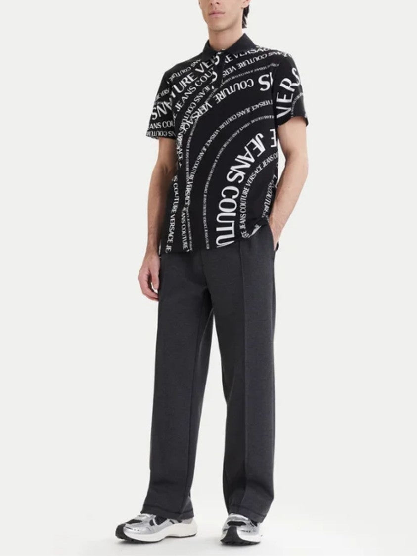 Versace Jeans Couture Black Dynamic Graphic Polo Shirt