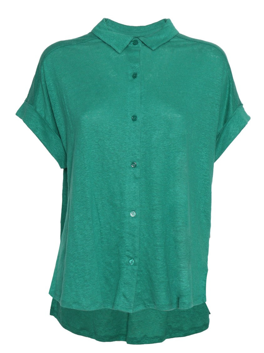 Filatures Du Lion Short-Sleeve Relaxed Fit Linen Shirt