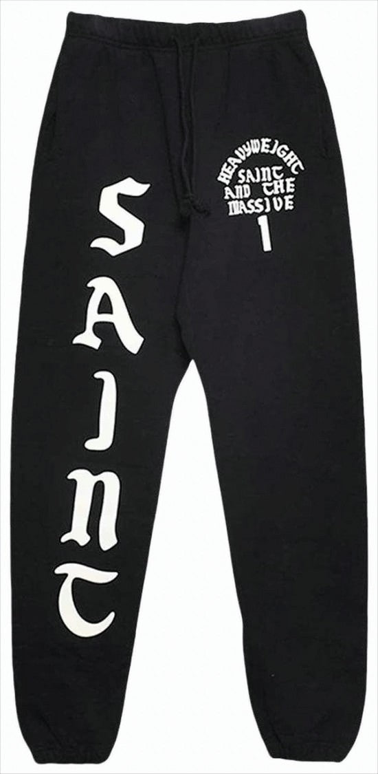Saint Mxxxxxx Black Jogger Pants With Graphic Detail And Elastic Cuffs