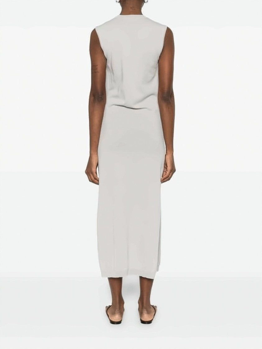 Lemaire Sleeveless Grey Midi Dress With Fabric Belt