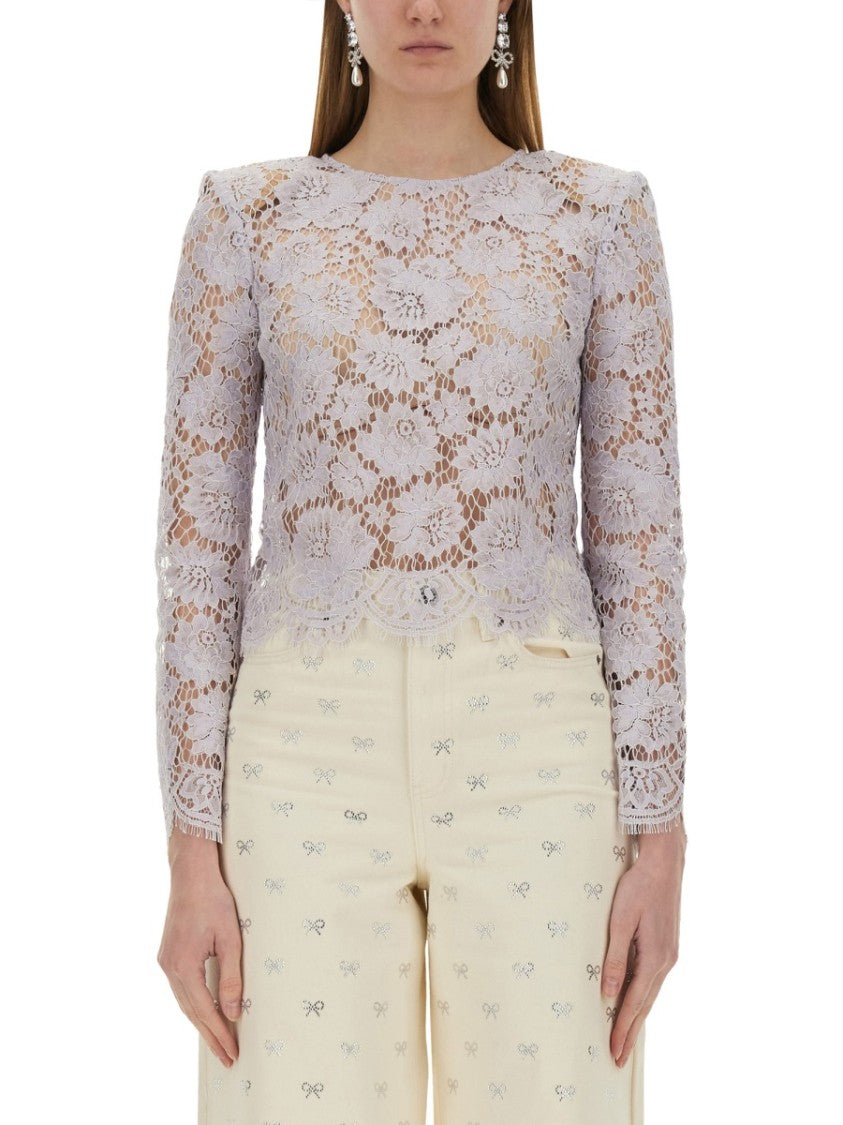 Self-Portrait Detailed Lace Top With Long Sleeves