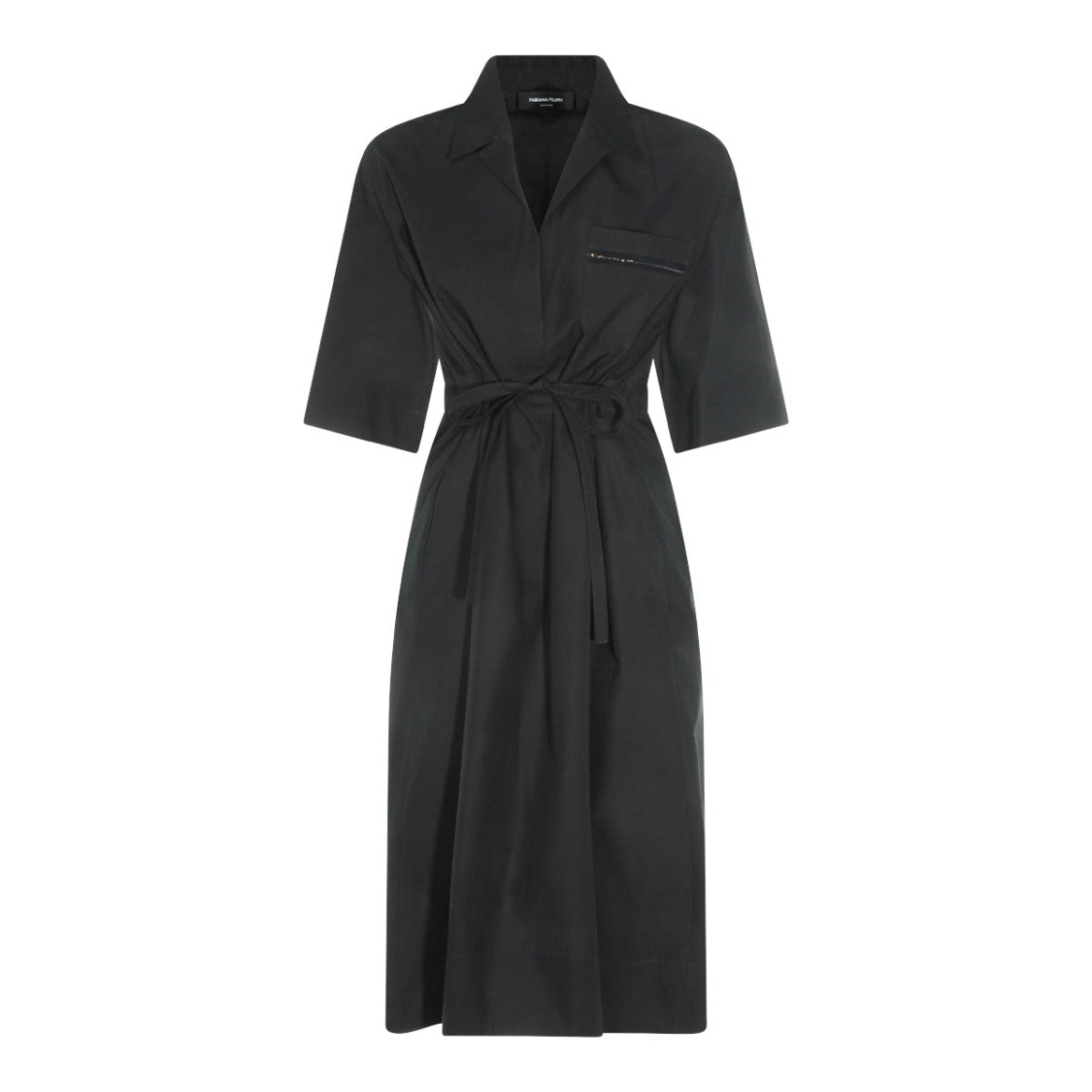Fabiana Filippi Navy Midi Dress With Classic Collar And Structured Fit