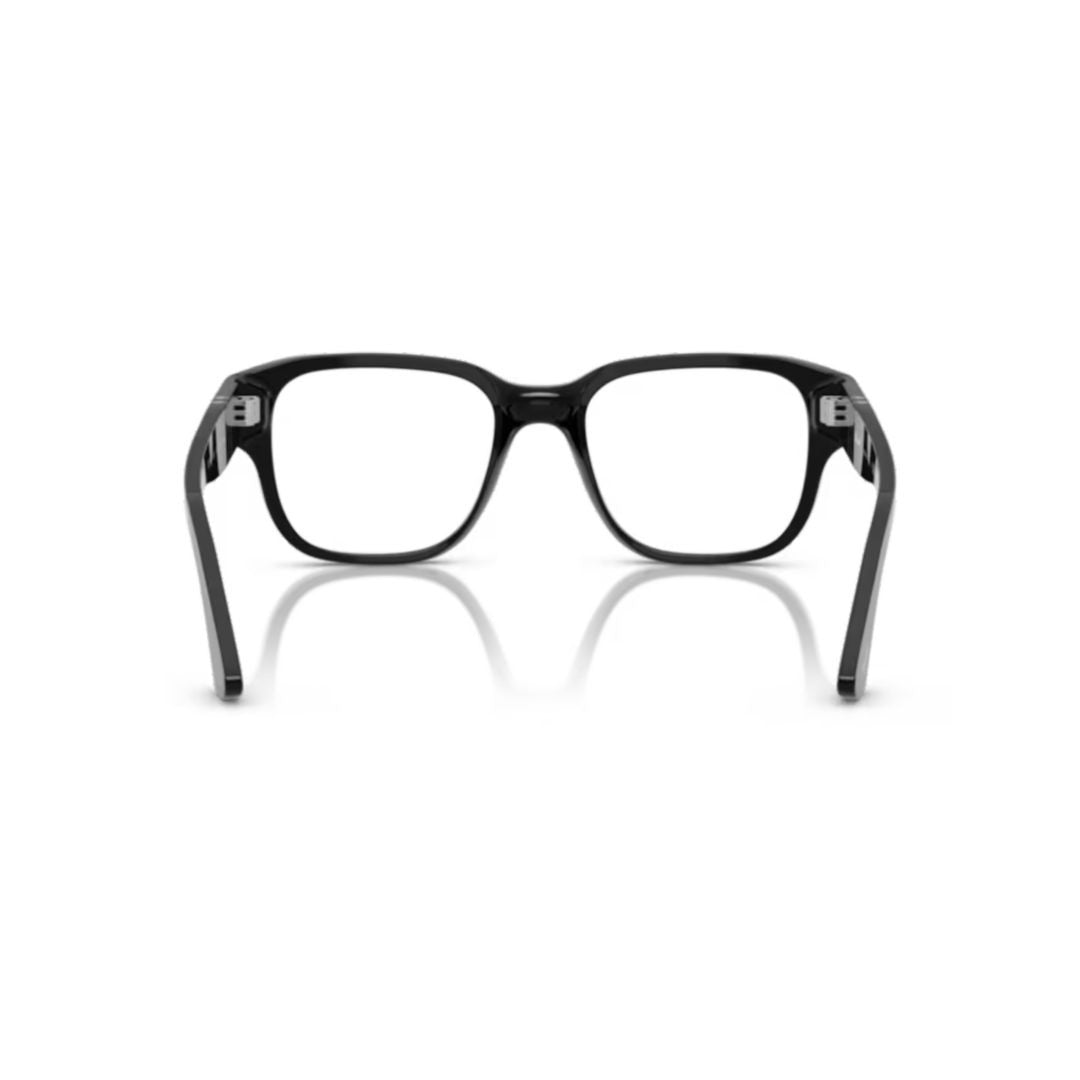 Persol 0Po3374v Rectangular Black Acetate Eyeglasses With Silver Arrow Detail