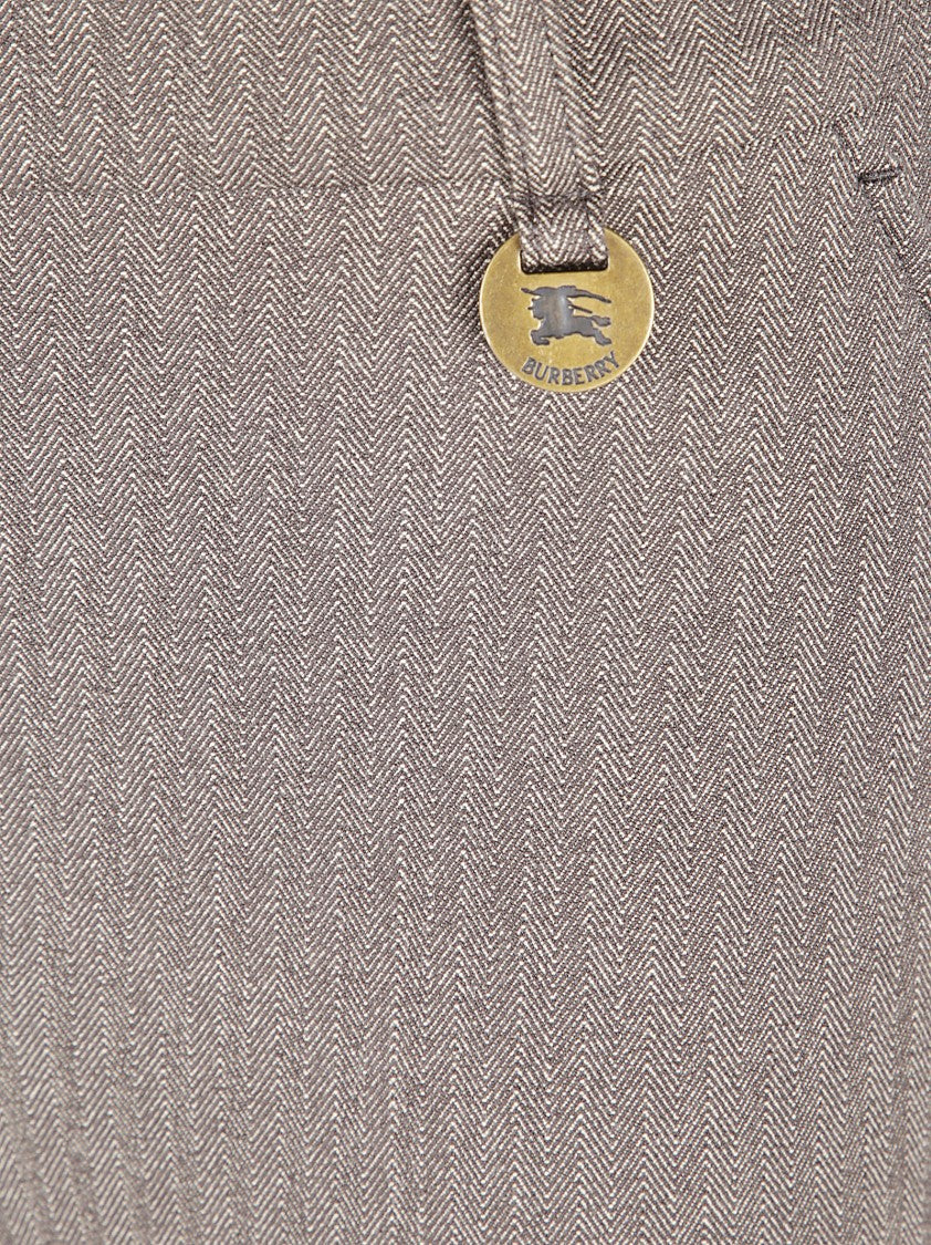 Burberry Fitted Stretch Cotton Herringbone Jodhpurs