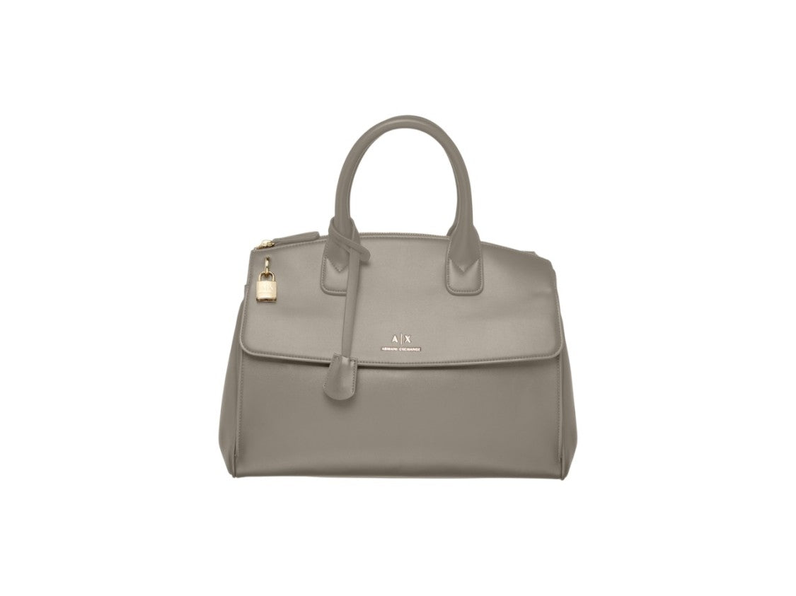 Armani Exchange Structured Beige Shoulder Bag Flap Closure