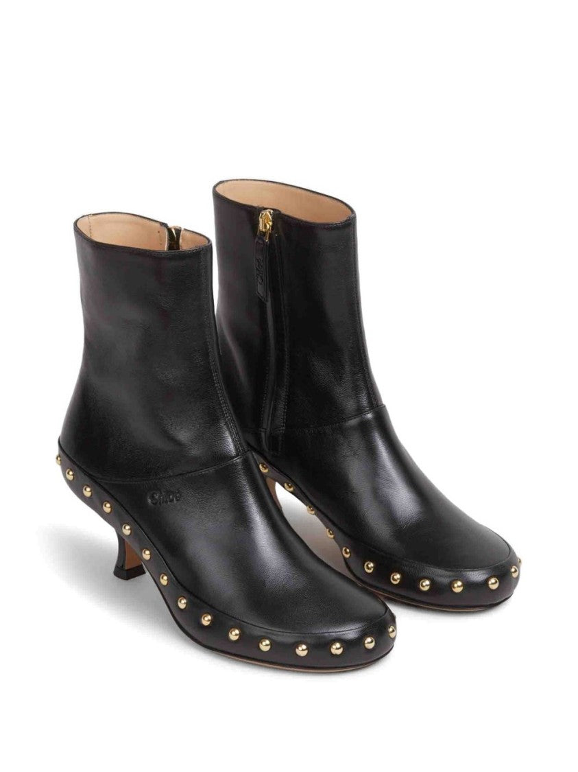 Chloé Black Junie Lambskin Studs Spool Boots
