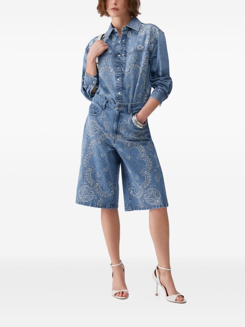Liu Jo Light Blue Paisley Print Shorts
