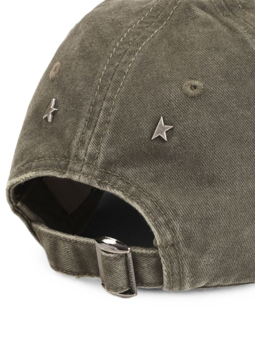 Golden Goose Grey Distressed Embroidery Cotton Hat