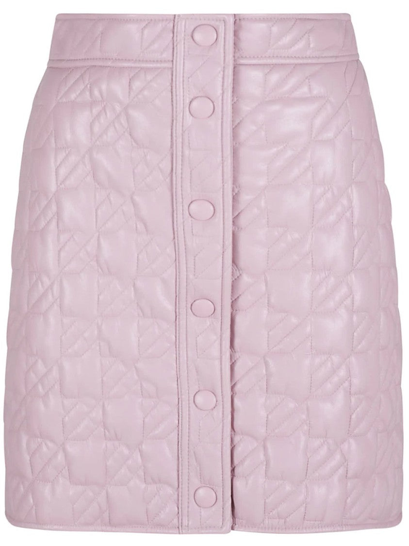 Msgm Pastel Pink Quilted Geometric Polyester Mini Skirt
