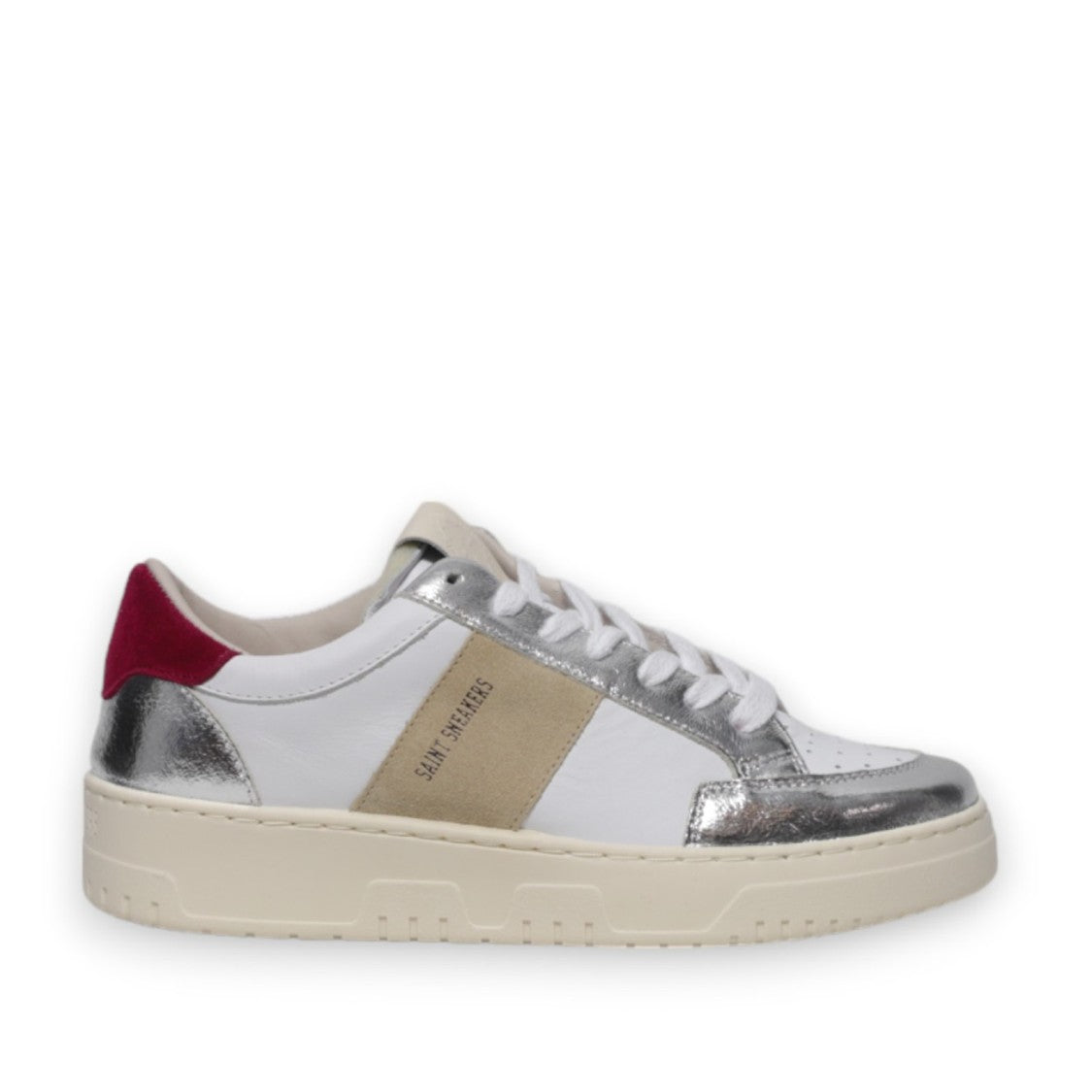 Saint Sneakers White Leather Sneakers With Silver Accents