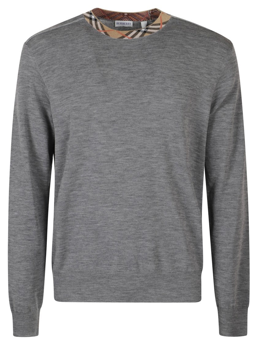Burberry Classic Crew Neck Sweater With Patterned Detail