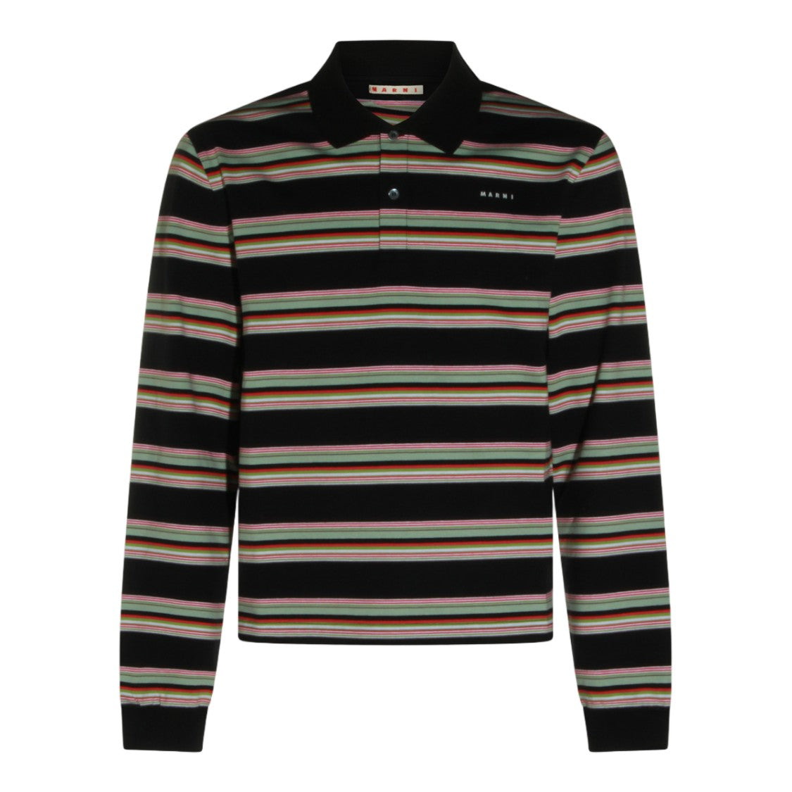 Marni Striped Long-Sleeve Polo Shirt With Classic Collar