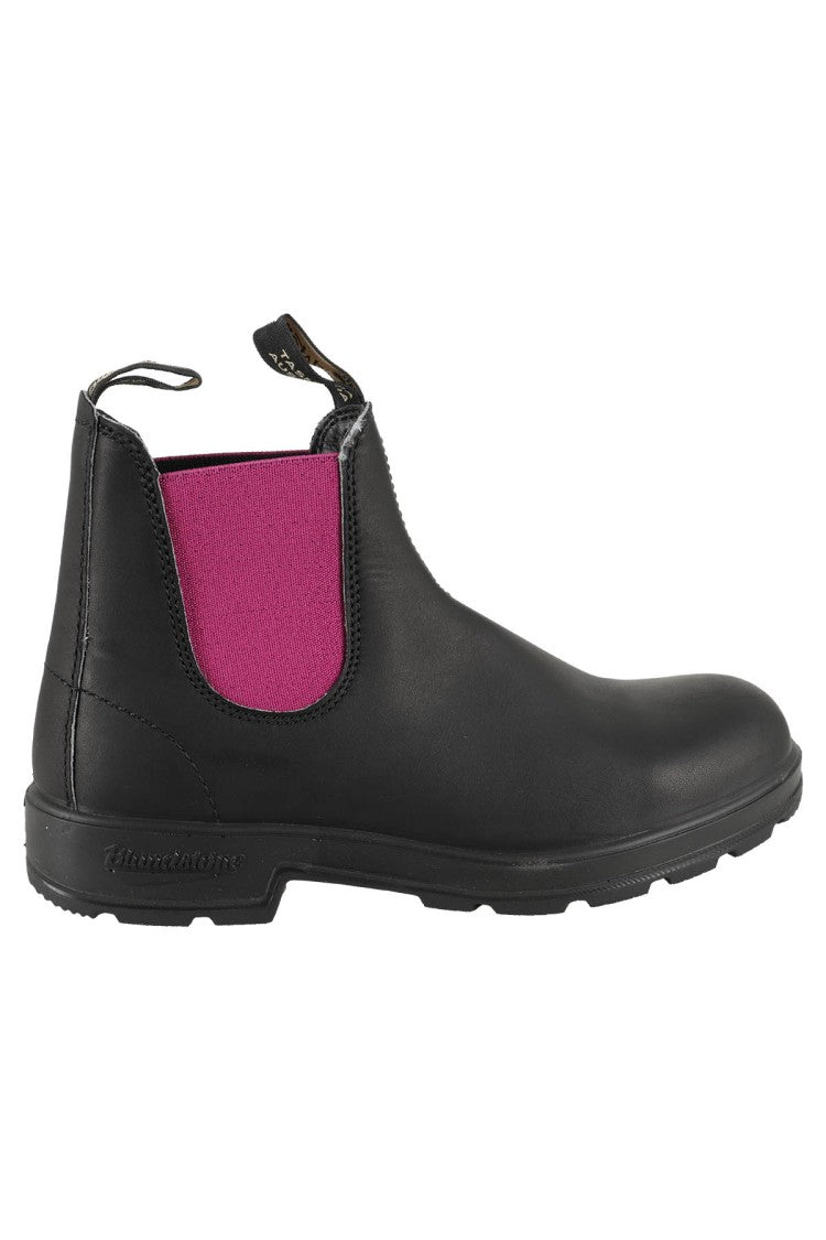 Blundstone Black Leather Boot With Fuchsia Elastic Panels