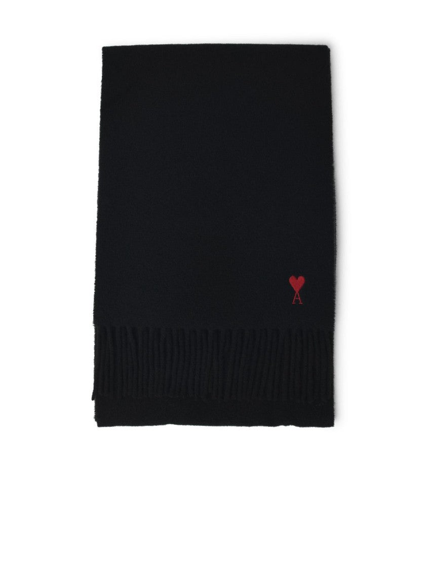 Ami Paris Black Wool Scarf