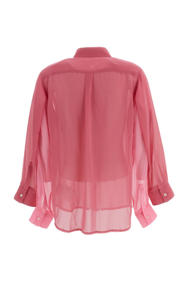 Comme Des Garçons Pink Sheer Double-Sleeve Shirt