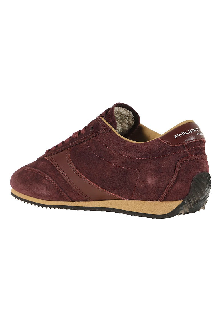 Philippe Model Burgundy Planche Low Suede Retro Sneakers