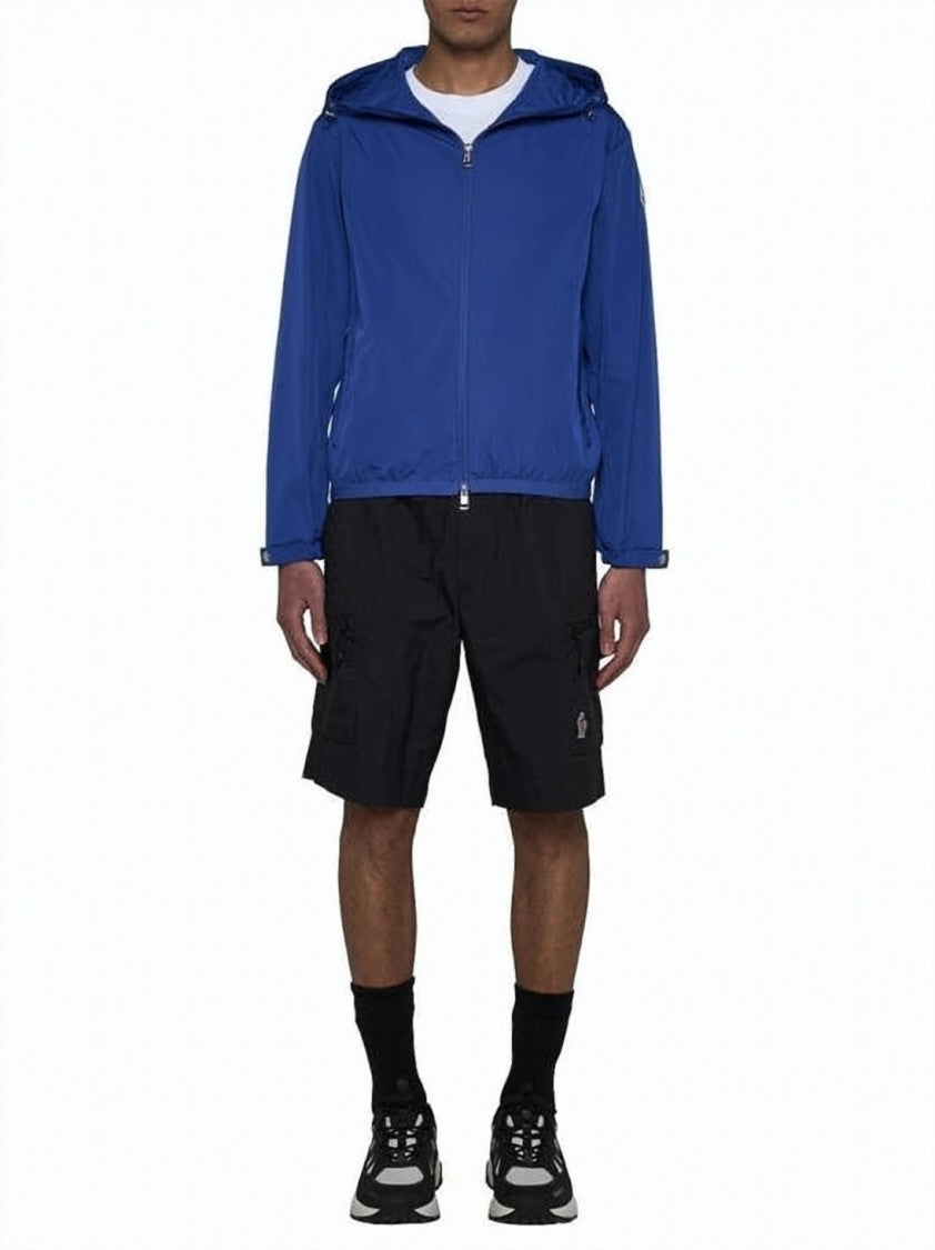 Moncler Cropped Blue Jacket With Graphic Print Design