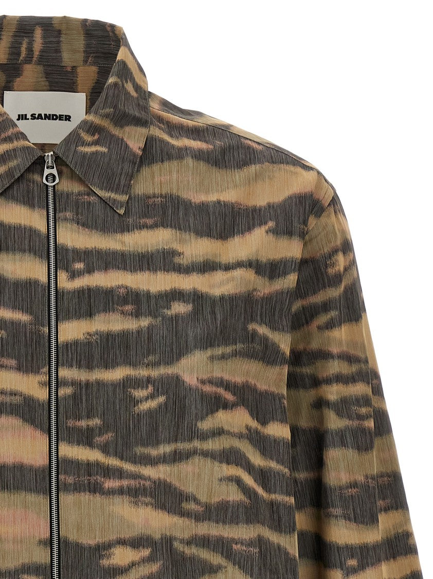 Jil Sander Technical Silk Chiné Camouflage Mélange Shirt