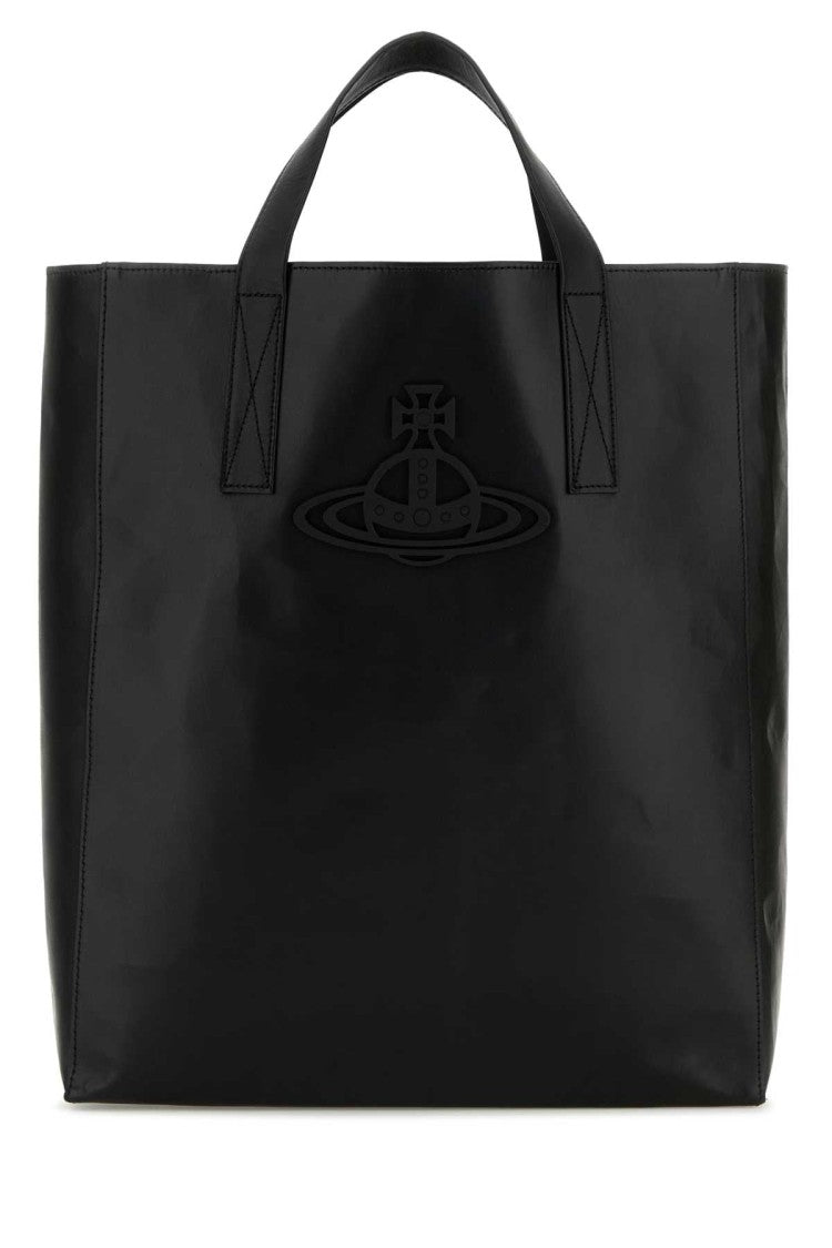 Vivienne Westwood Black Leather Medium Sarah Shopping Bag